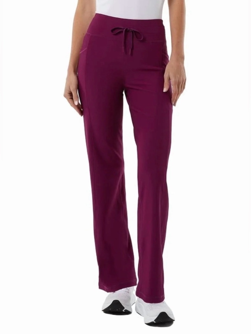 32 Degrees Cool Women's High Rise Ribbed Active Semi Flare Pants, Purple, Medium